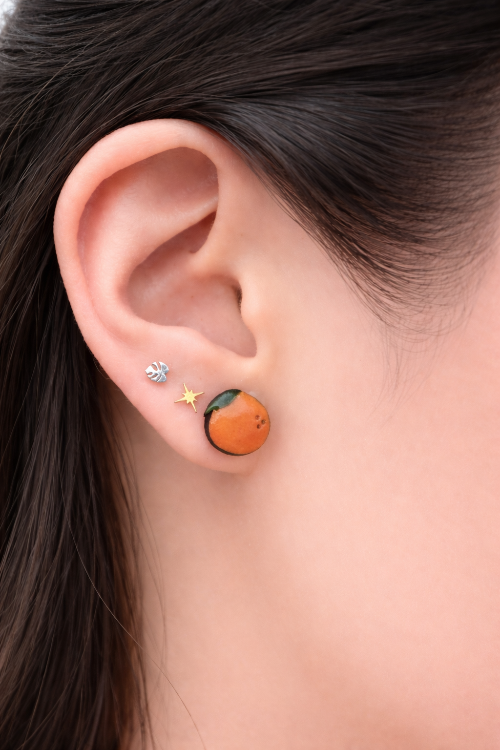 Farmers Market Earrings: Strawberry, Banana, Tangerine