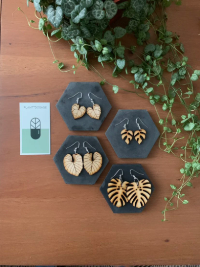 Anthurium Clarinervium Wooden Earrings