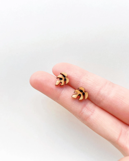 Mini Wooden Earring Studs Prop Set