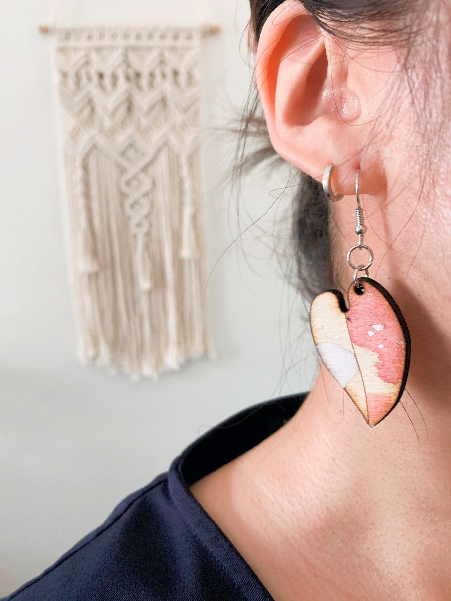 Pink Princess Philodenron | White Knight | White Princess Wooden Earrings