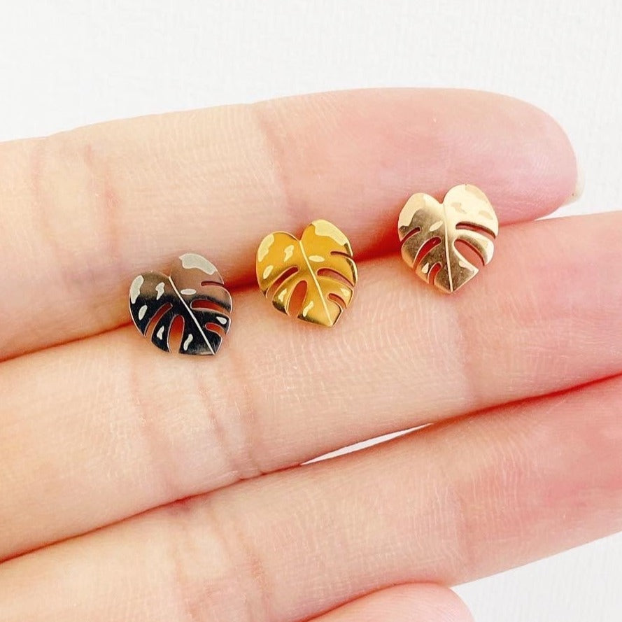 Tiny Hypoallergenic Metal Plant Stud Earrings