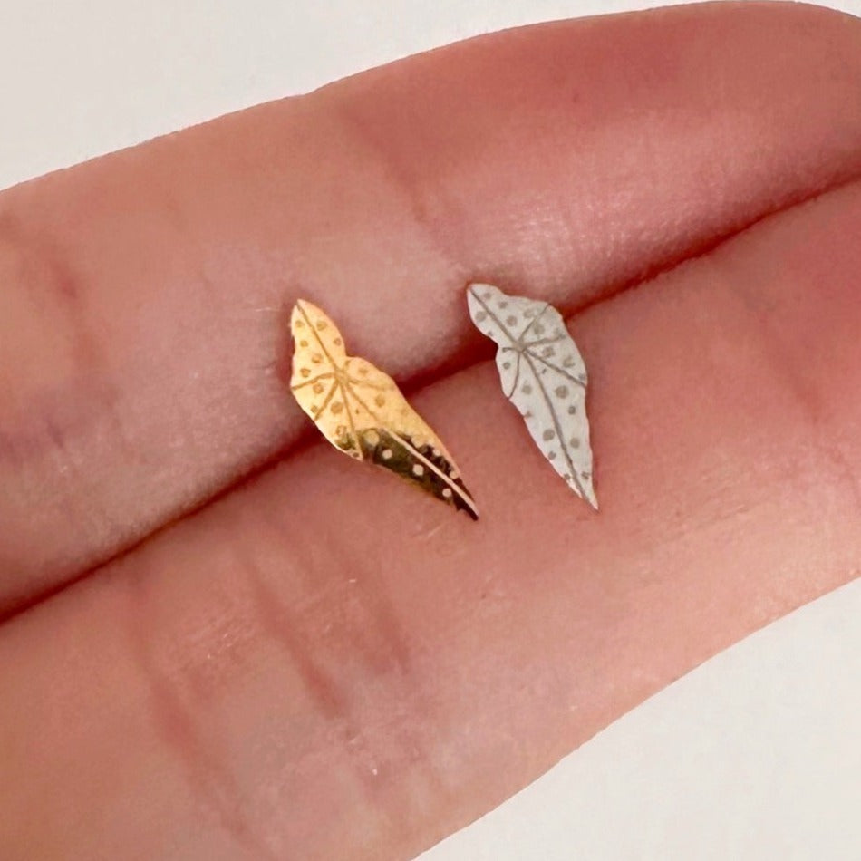 Tiny Hypoallergenic Metal Plant Stud Earrings