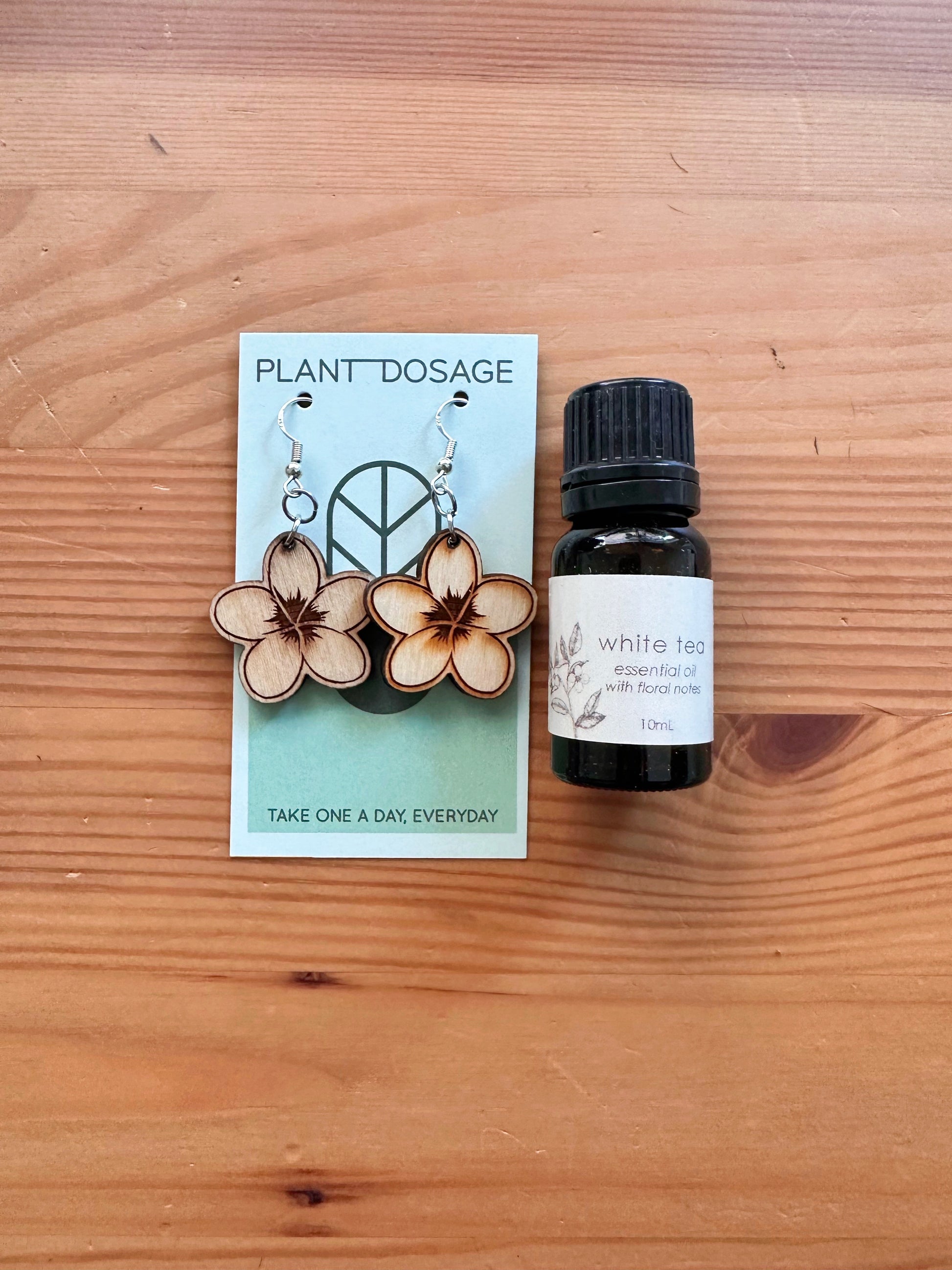 Plumeria Dangle Wooden Earrings - Plant Dosage