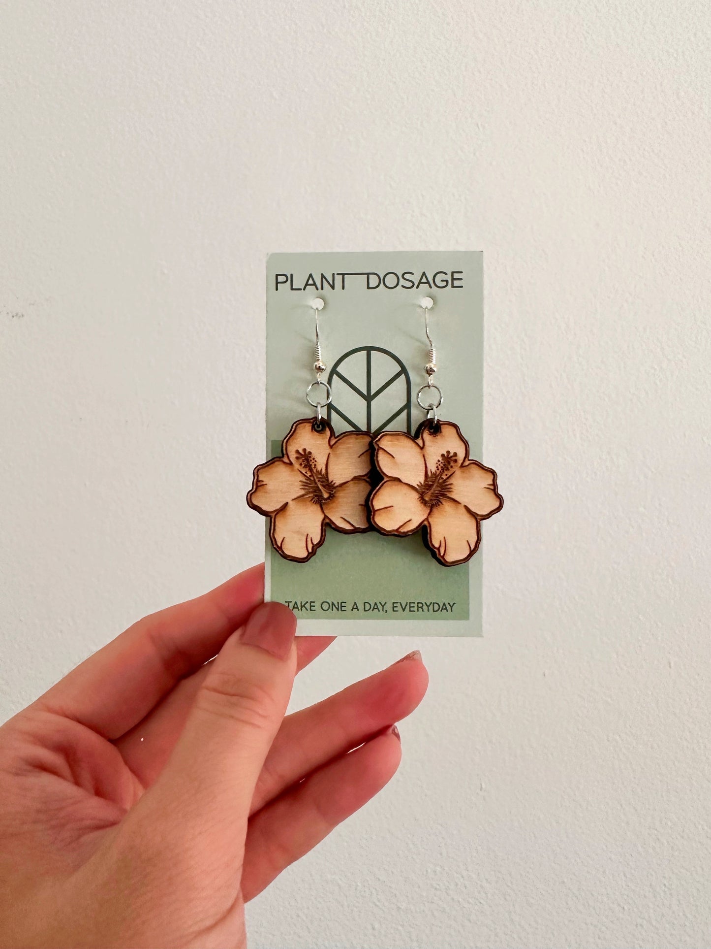 Hibiscus Dangle Wooden Earrings - Plant Dosage