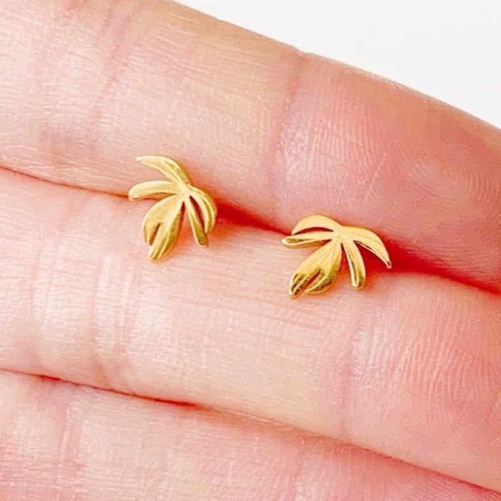 Tiny Hypoallergenic Metal Plant Stud Earrings