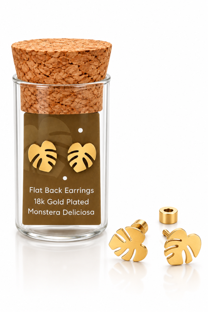 Monstera Deliciosa Flat Back Screw Back Earrings Studs