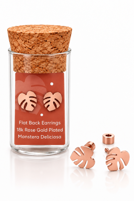 Monstera Deliciosa Flat Back Screw Back Earrings Studs
