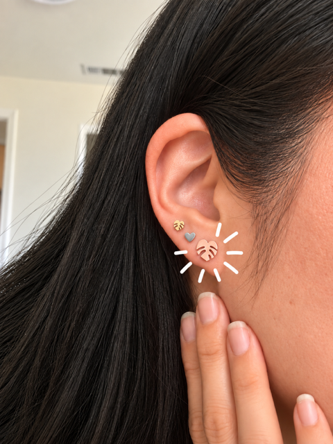 Monstera Deliciosa Flat Back Screw Back Earrings Studs