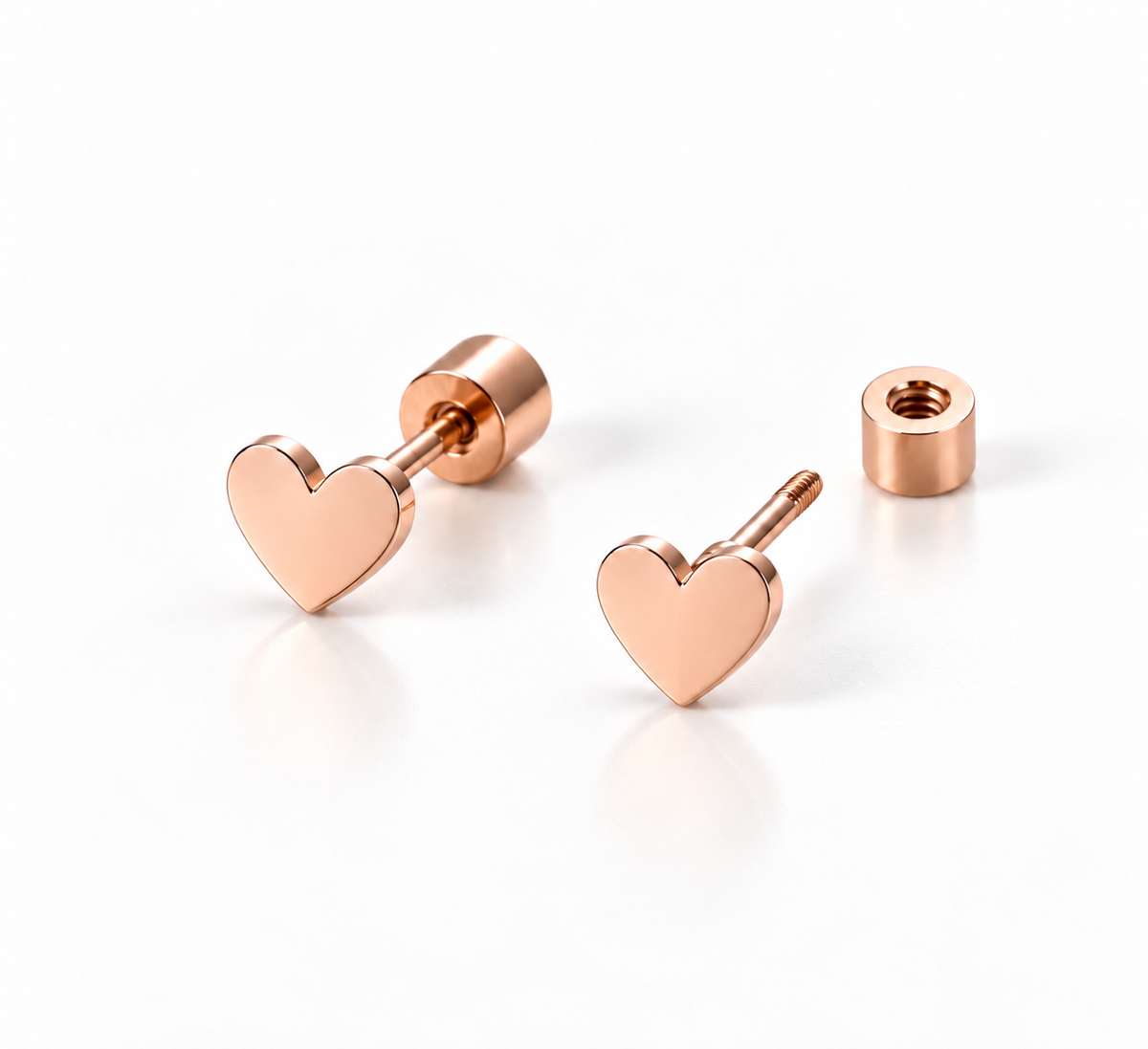 Tiny Hearts Flat Back Screw Back Earring Studs