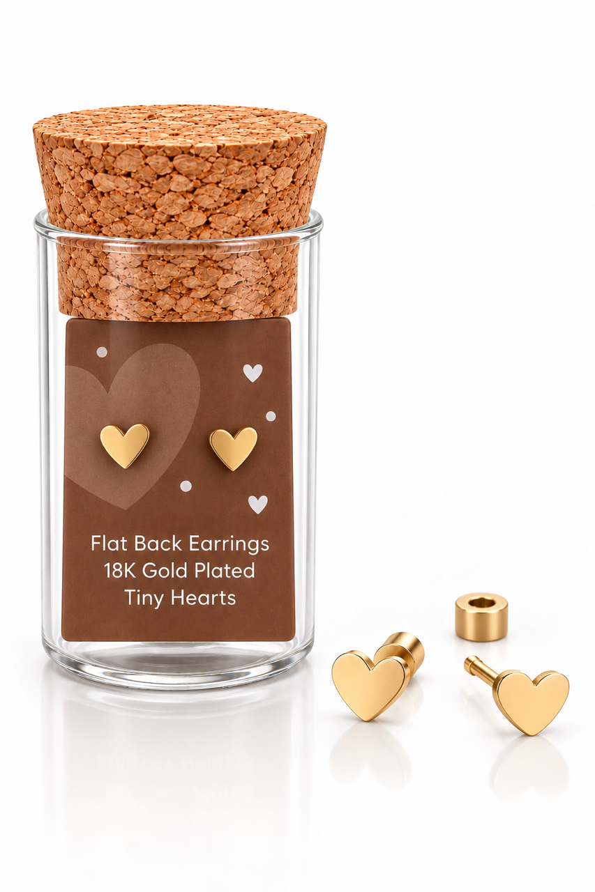 Tiny Hearts Flat Back Screw Back Earring Studs