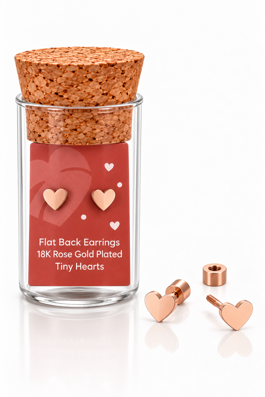 Tiny Hearts Flat Back Screw Back Earring Studs
