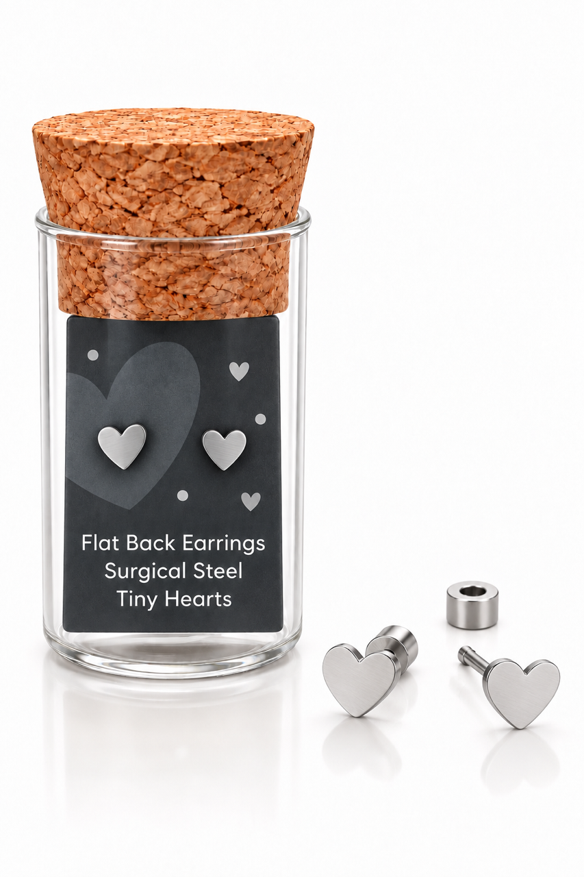 Tiny Hearts Flat Back Screw Back Earring Studs