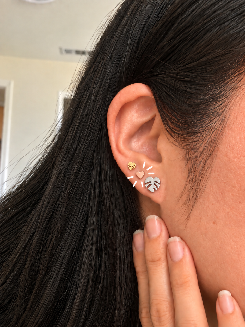 Tiny Hearts Flat Back Screw Back Earring Studs