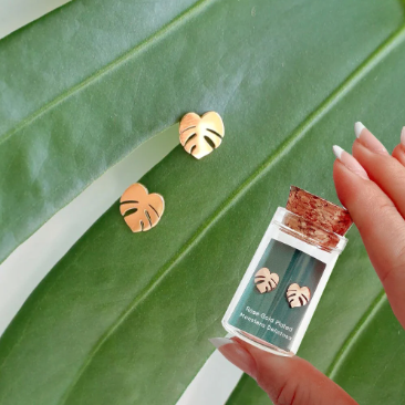 Tiny Hypoallergenic Metal Plant Stud Earrings