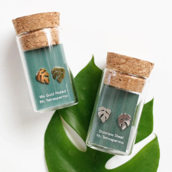 Tiny Hypoallergenic Metal Plant Stud Earrings