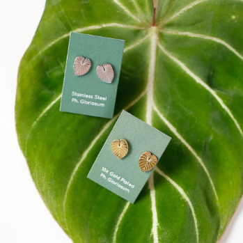 Tiny Hypoallergenic Metal Plant Stud Earrings