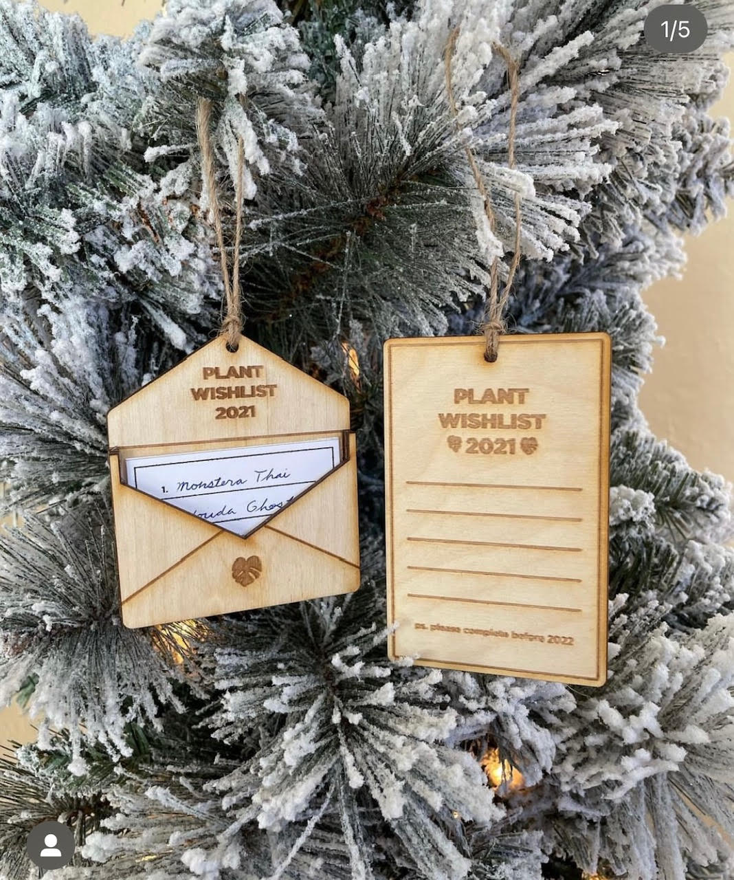 Houseplant Wishlist Envelope Ornament