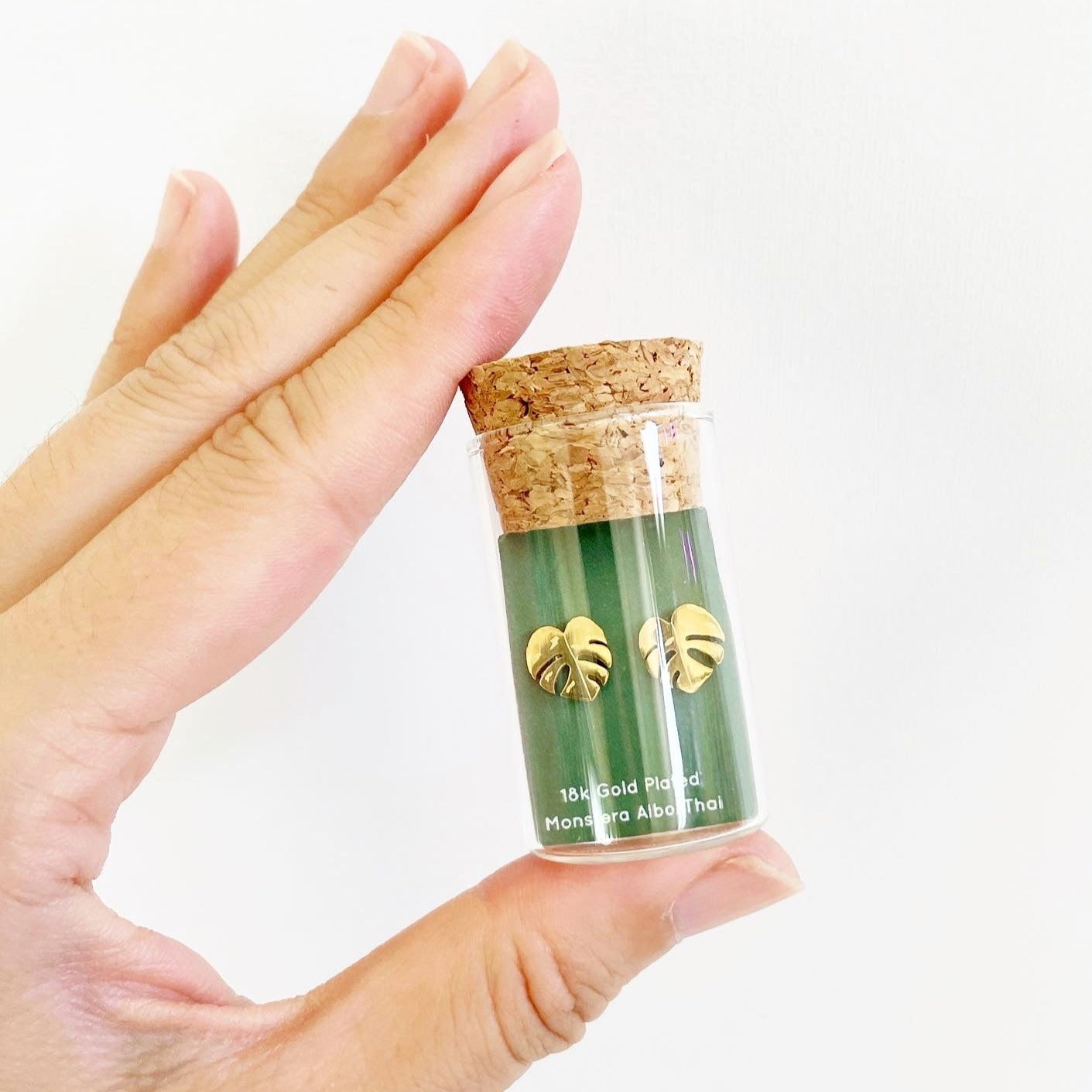 Monstera Albo/Thai Metal Stud Earrings - Plant Dosage