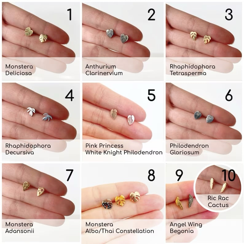 Metal Plant Stud Earrings - Plant Dosage