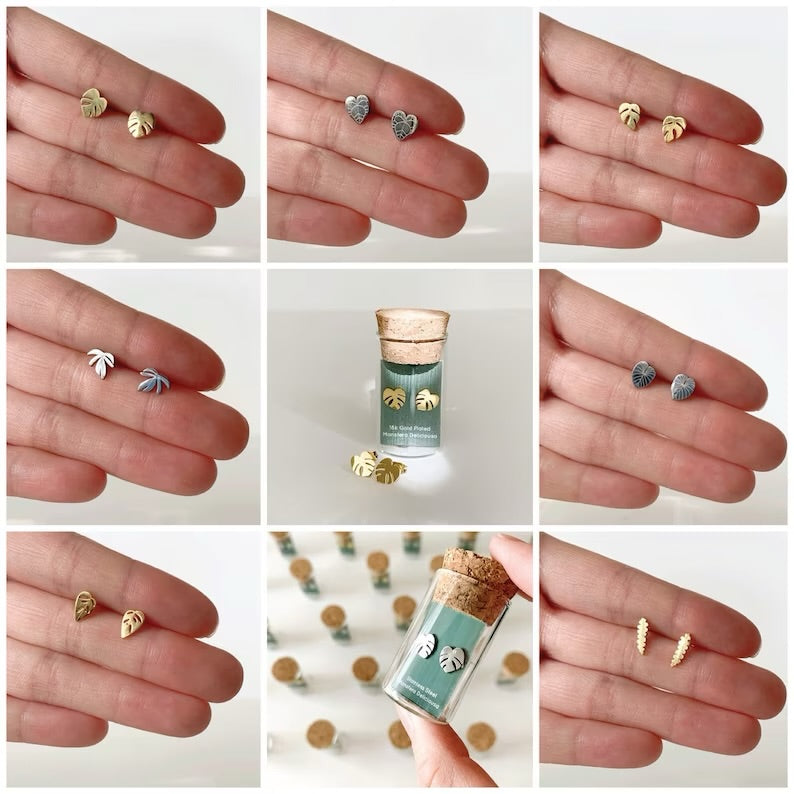 Metal Plant Stud Earrings - Plant Dosage