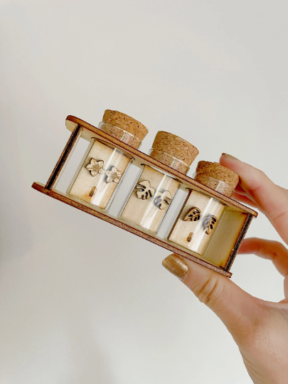 Mini Wooden Earring Studs Prop Set - Plant Dosage