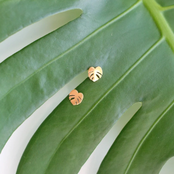 monstera deliciosa earrings Monstera Deliciosa Metal Stud Earrings