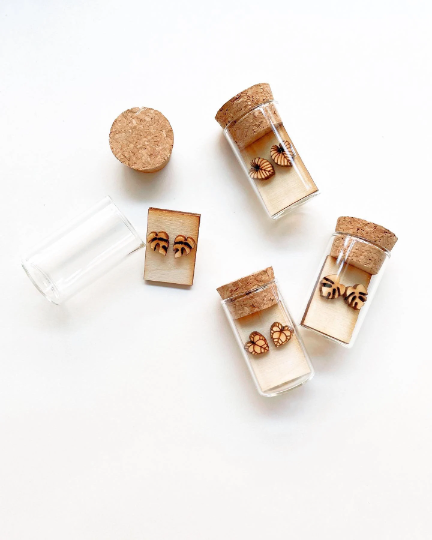 Mini Wooden Plant Earrings - Plant Dosage